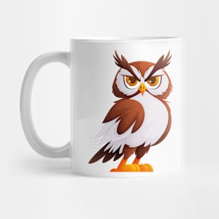 Brown and White Owl Illustration Mug